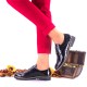 Oferta marimea 40 -  Pantofi dama casual din piele naturala lacuita cu siret - LNA239NL