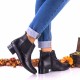 Oferta marimea 37, Botine dama negre din piele naturala cu fermoar - LNA275NP