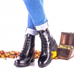 Oferta marimea 37 - Botine dama negre din piele naturala cu siret - LNA278 Oferta marimea 37 - Botine dama negre din piele naturala cu siret - LNA278