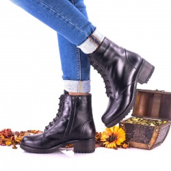 Oferta marimea 37 - Botine dama negre din piele naturala cu siret - LNA278 Oferta marimea 37 - Botine dama negre din piele naturala cu siret - LNA278