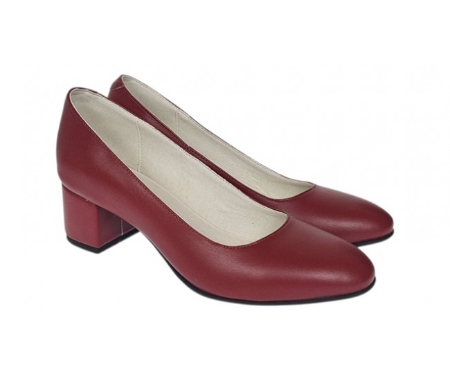 Marimea 37 Pantofi eleganti dama din piele naturala box, toc 5 cm - LNA73GRENA