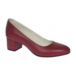 Marimea 37 Pantofi eleganti dama din piele naturala box, toc 5 cm - LNA73GRENA
