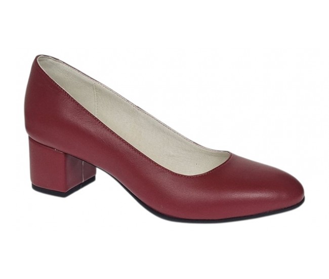 Marimea 37 Pantofi eleganti dama din piele naturala box, toc 5 cm - LNA73GRENA