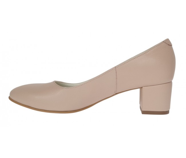 Pantofi eleganti dama din piele naturala Nude Box, toc 5 cm - Marimea 39