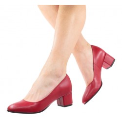 Oferta Pantofi eleganti dama, rosii, din piele naturala box, toc 5 cm - LNA73ROSU