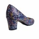 Oferta marimea 36  Pantofi eleganti dama, albastri, mozaic, din piele naturala box, toc 5 cm - LNA74A