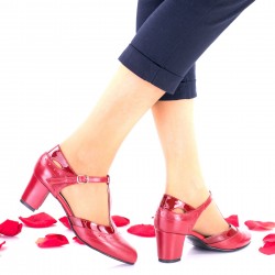 Oferta marimea 37 Pantofi dama rosii, eleganti din piele naturala toc 5cm LNAA50RLP