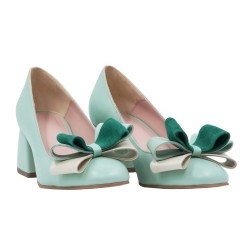 Marime 38 Pantofi dama office eleganti din piele naturala verde menta - LNAB1MENTA