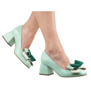 Marime 38 Pantofi dama office eleganti din piele naturala verde menta - LNAB1MENTA