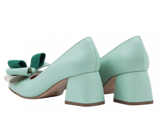 Marime 38 Pantofi dama office eleganti din piele naturala verde menta - LNAB1MENTA