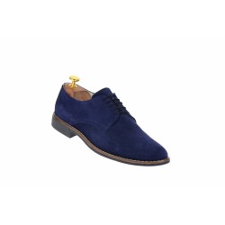 Oferta marimea 43 - Pantofi barbati casual, eleganti din piele naturala intoarsa bleumarin LNIC184BLMVEL