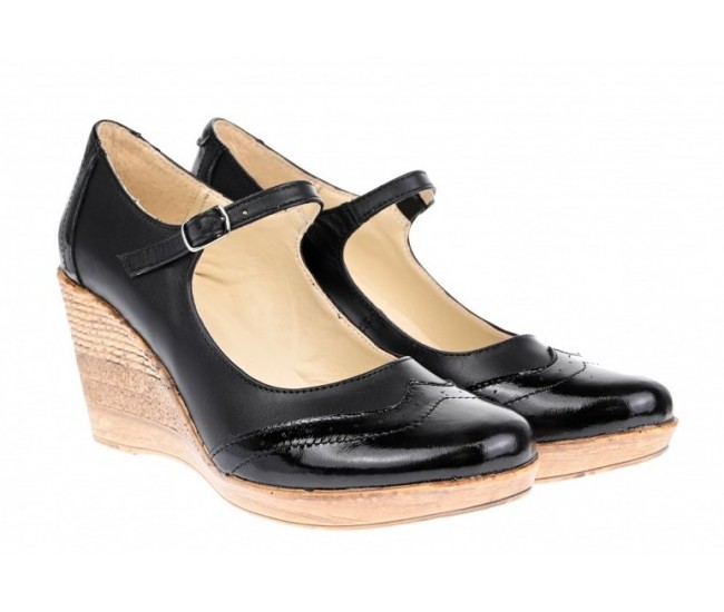 Oferta 36, 37 Pantofi dama casual din piele naturala  neagra -LP104B