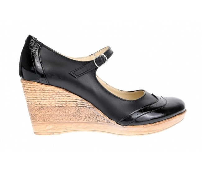 Oferta 36, 37 Pantofi dama casual din piele naturala  neagra -LP104B