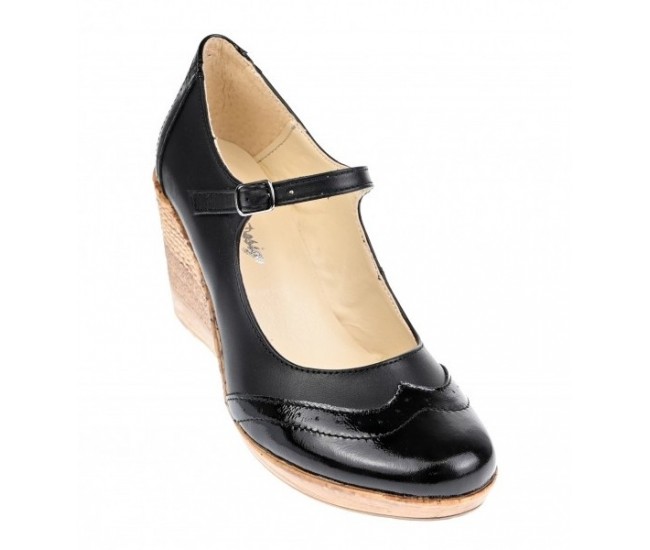 Oferta 36, 37 Pantofi dama casual din piele naturala  neagra -LP104B
