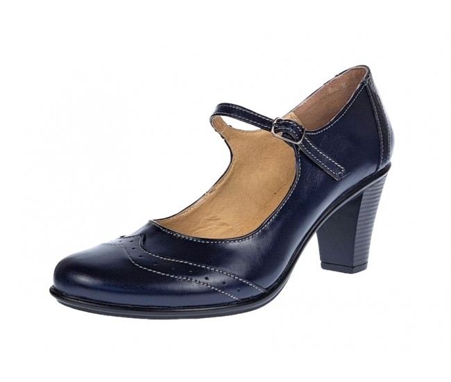 Oferta marimea 39 - Pantofi dama eleganti din piele naturala bleumarin, box - LP104BLM