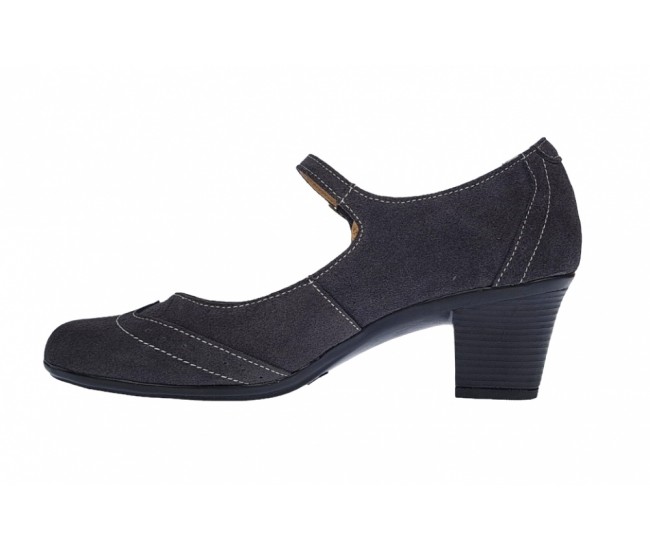 Oferta marimea 35 - Pantofi dama eleganti din piele naturala intoarsa, gri, toc de  5cm, foarte comozi - LP104GRIVEL