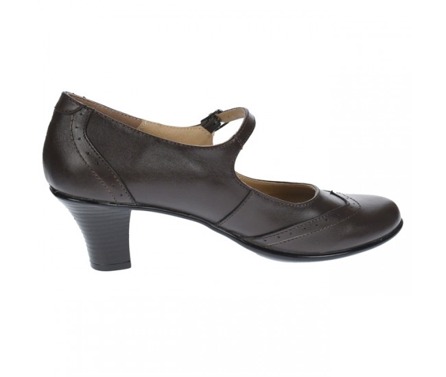 OFERTA marimea 39 - Pantofi dama eleganti din piele naturala cu toc mic de 5cm,  foarte comozi  - LP104MARO