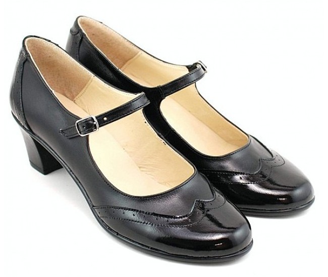 Marimea 39 Pantofi dama eleganti din piele naturala box cu toc de 5 cm LP104NL5