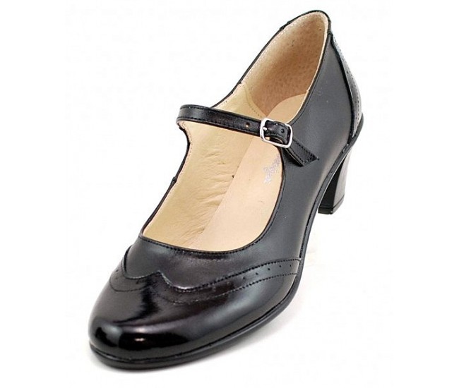 Marimea 39 Pantofi dama eleganti din piele naturala box cu toc de 5 cm LP104NL5