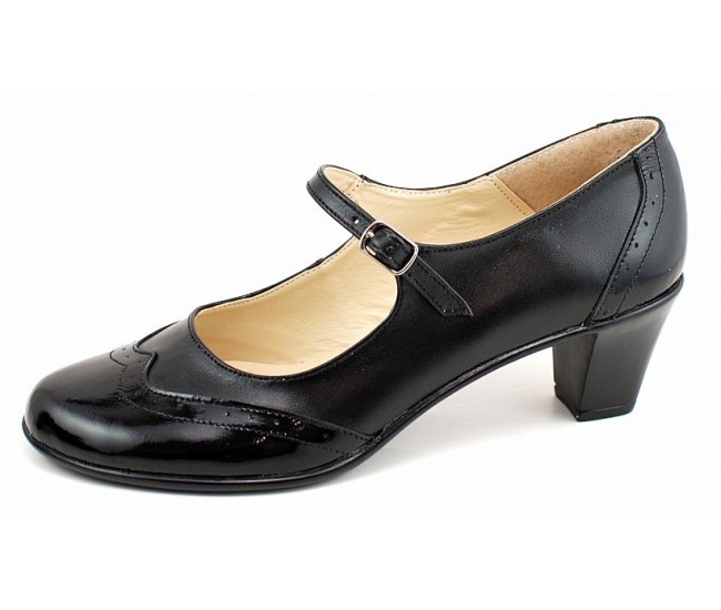 OFERTA    40 Pantofi dama comozi si eleganti, din piele naturala BOX si LAC, cu toc de 5CM - LP104NL5