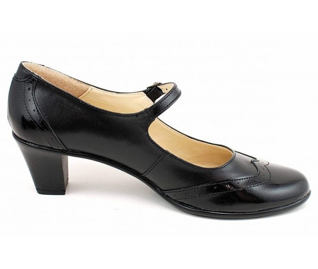 Marimea 39 Pantofi dama eleganti din piele naturala box cu toc de 5 cm LP104NL5