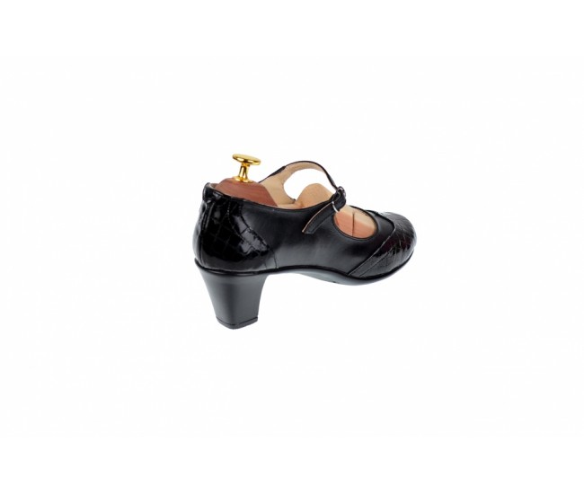 Oferta marimea  38, 39 - Pantofi dama, eleganti, din piele naturala, in combinatie cu piele lac,  toc 5cm - LP104NLCROCO