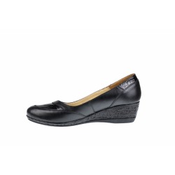 Oferta marimea 36 -  Pantofi dama, piele naturala in combinatie cu piele lac,  cu platforma - Made in Romania LP12N