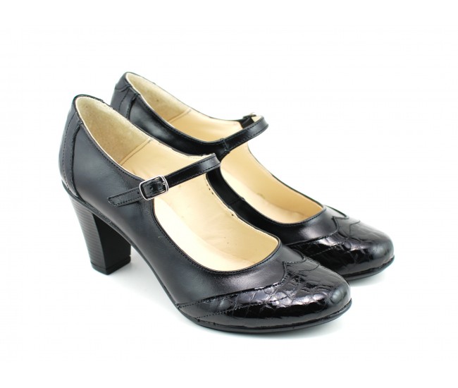 Oferta marimea 35, 38 ,Pantofi dama eleganti din piele naturala, cu toc de 7cm - Made in Romania LP13423CROCON