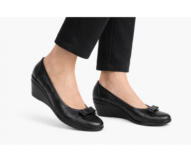 Oferta Marimea 38 Pantofi dama piele naturala negri cu platforma – comozi eleganti pentru birou si zi de zi LP1761BN