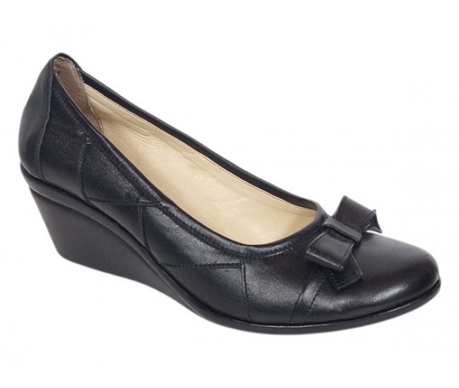 Oferta Marimea 38 Pantofi dama piele naturala negri cu platforma – comozi eleganti pentru birou si zi de zi LP1761BN
