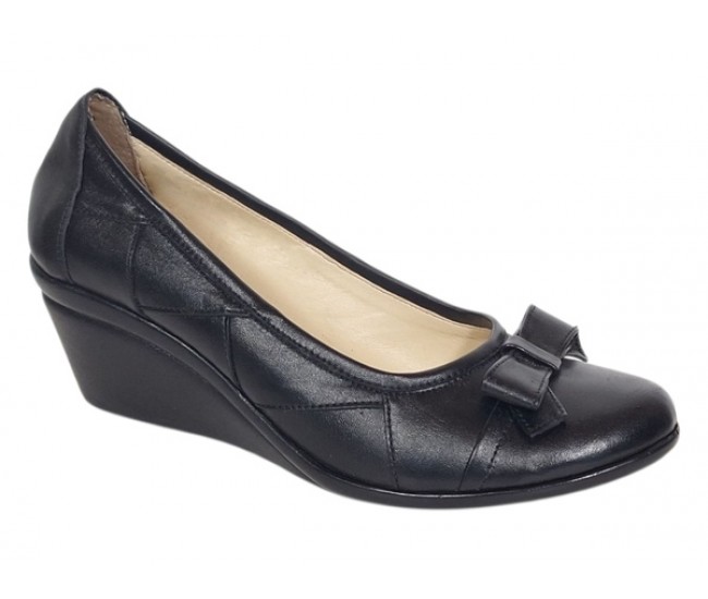 Oferta Marimea 38 Pantofi dama piele naturala negri cu platforma – comozi eleganti pentru birou si zi de zi LP1761BN