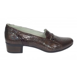 Marimea 40 Pantofi dama comozi casual din piele naturala maro croco LP18CRM