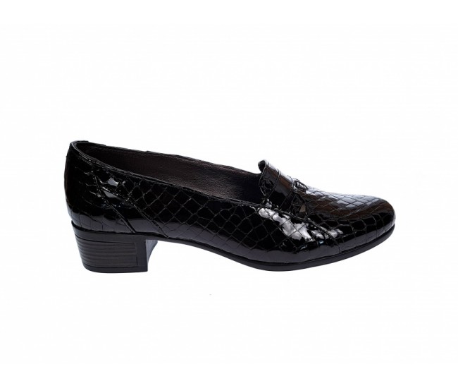 OFERTA MARIMEA 37,  39   - Pantofi dama, din piele naturala, croco lac, cu toc de 5cm,LP18CRN