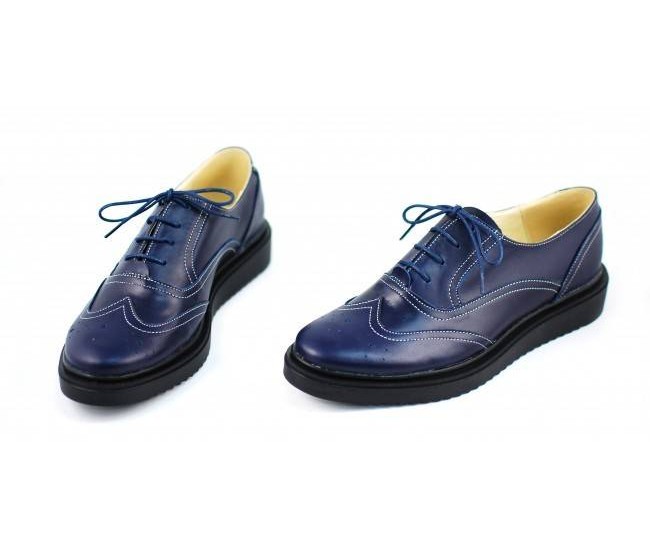 Oferta marimea 38,39 - Pantofi dama casual din piele naturala bleumarin - LP29BLM