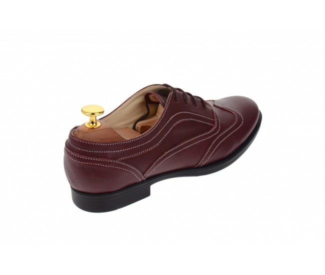 Oferta marimea 35,  37-  Pantofi dama, model casual din piele naturala, culoare grena, LP29GRENA