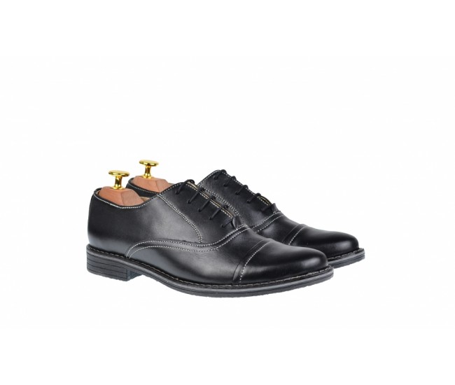 Oferta marimea 40, 42 Pantofi barbati casual din piele naturala neagra LP32NBOX