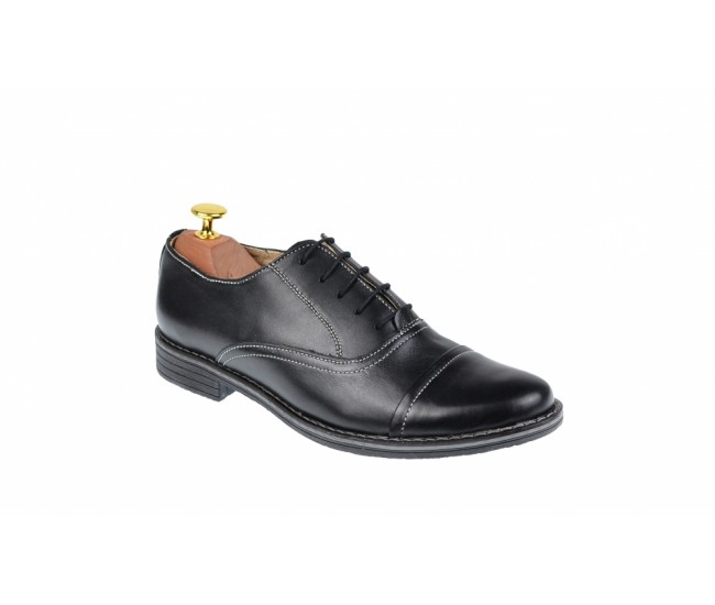 Oferta marimea 40, 42 Pantofi barbati casual din piele naturala neagra LP32NBOX