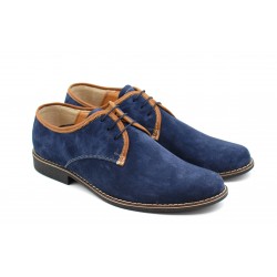 Oferta marimea 42, pantofi barbati casual, din piele naturala, culoare bleumarin LP34BLUE