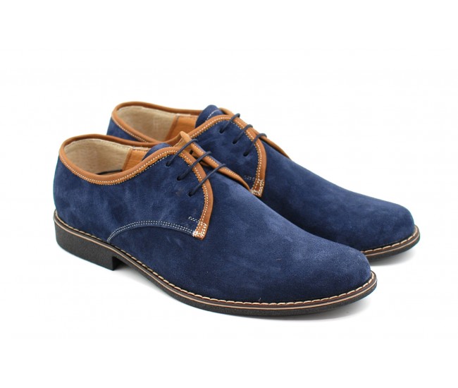 Oferta marimea 42, pantofi barbati casual, din piele naturala, culoare bleumarin LP34BLUE