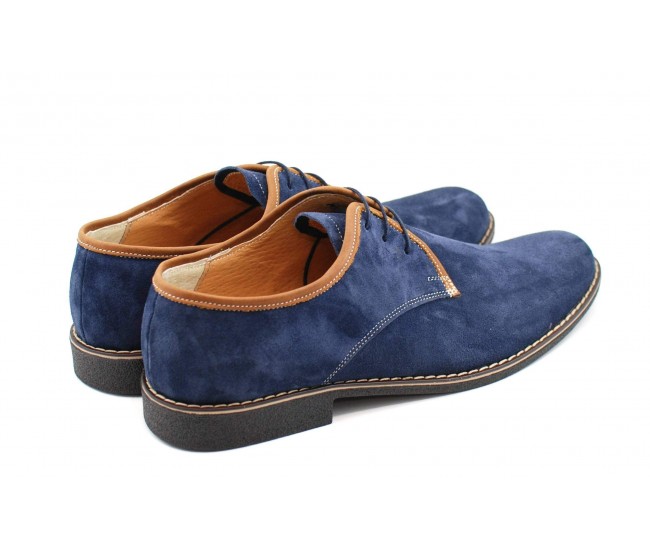 Oferta marimea 42, pantofi barbati casual, din piele naturala, culoare bleumarin LP34BLUE