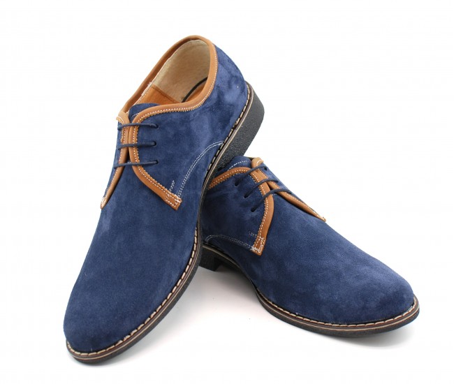 Oferta marimea 42, pantofi barbati casual, din piele naturala, culoare bleumarin LP34BLUE