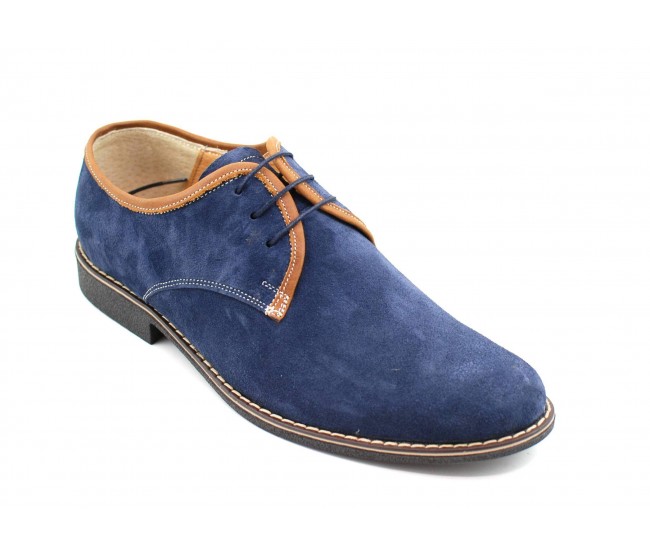 Oferta marimea 42, pantofi barbati casual, din piele naturala, culoare bleumarin LP34BLUE