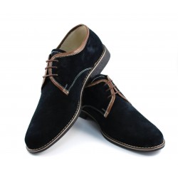 Oferta marimea 42 -  Pantofi barbati casual din piele naturala intoarsa, culoare neagra, LP34NM