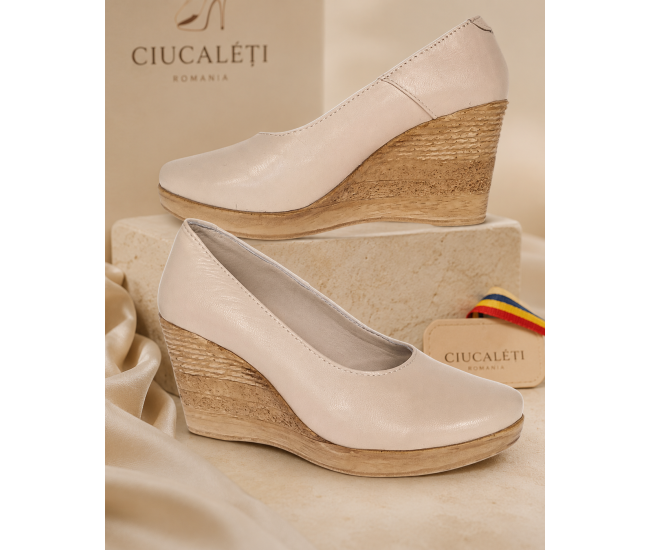 Pantofi dama Bej Casual din piele naturala cu talpa tip pana LP3550BEJ