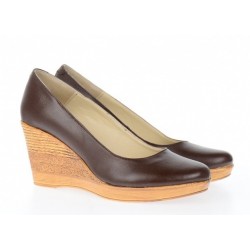 Oferta marimea 40 - Pantofi dama casual din piele naturala box , cu platforma de 7 cm - P3550M