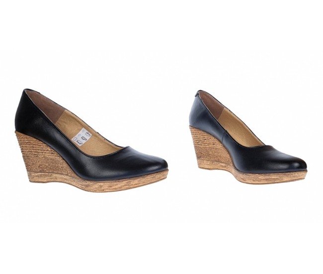 Oferta marimea 38, 41 - Pantofi dama, casual, din piele naturala box, platforme de 7 cm - MARA LP3550N