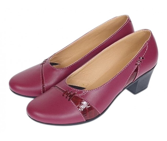 Marimea 39 Pantofi dama eleganti piele naturala grena LP36XGR