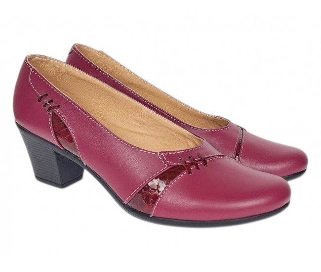Marimea 39 Pantofi dama eleganti piele naturala grena LP36XGR
