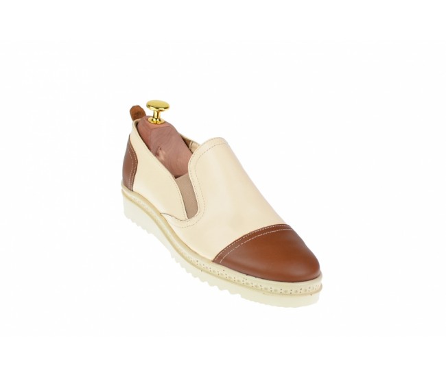 Oferta marimea 37 - Pantofi dama casual din piele naturala cu elastic - LP39MBEJ