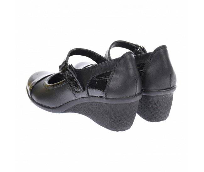 Oferta marimea 39 - Pantofi dama, casual, din piele naturala in combinatie cu piele lac, cu platforme de 5 cm - LP60NLAC